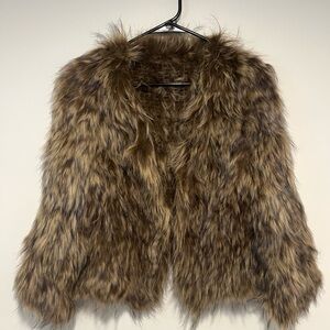 Danish imported Fox and Tanuki Fur Brown Jacket